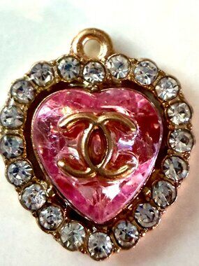Dainty Pink Crystal Heart CC Charm - unbranded fashion jewelry